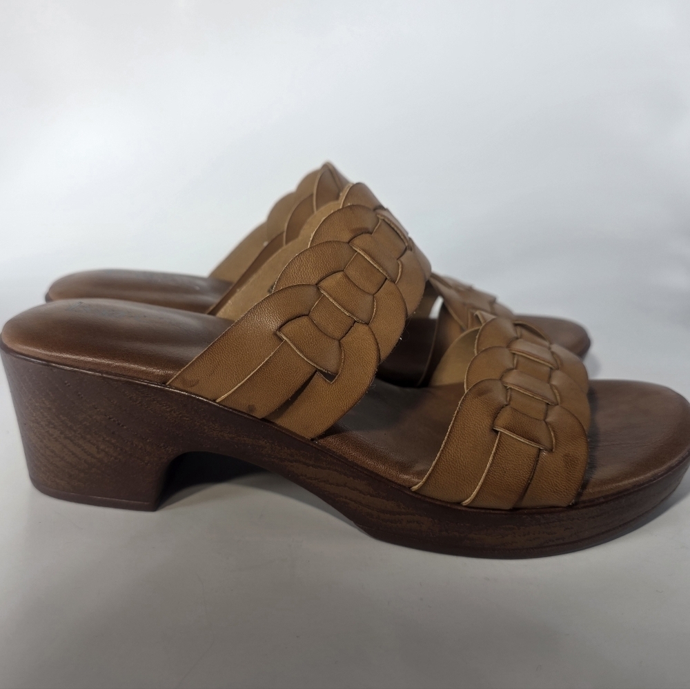 BØC Born Concept Women’s 9 Brown Leather Braided Slide Sandals Comfort Platform - Picture 6 of 8